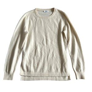 Palmer & Purchase Women's Sz  S Split Hem Beige 100% Cashmere Crewneck Sweater